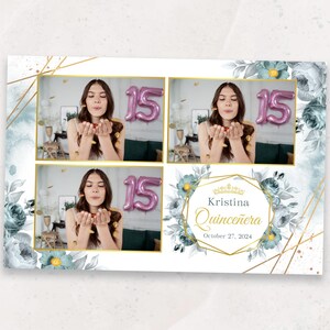 Photobooth Template | Quinceanera Photo Booth Template | Sweet 16 Photo Booth Overlay | Quinceañera | 4x6 Birthday Photo Booth template