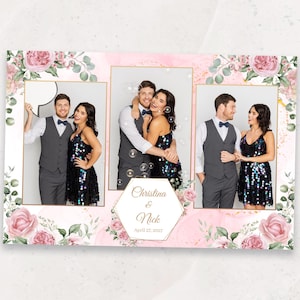 Wedding Photobooth Template | Pink Floral Photo Booth Template | 4x6 Mirror Photo Booth Overlay | Bridal Shower | Anniversarie