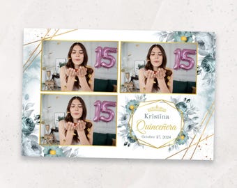 Photobooth Template | Quinceanera Photo Booth Template | Sweet 16 Photo Booth Overlay | Quinceañera | 4x6 Birthday Photo Booth template