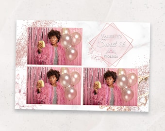 Rose Gold PhotoBooth Template | Sweet 16 Photo Booth Template | 4x6 Photo Booth Template | Photo Booth Template | Birthday | Marble