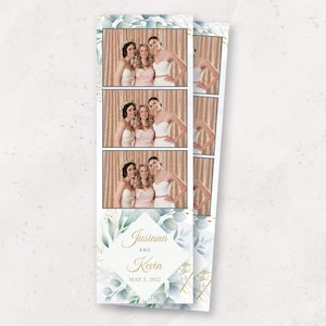 Photobooth Template | Elegant Greenery Wedding Photo Booth Template | Modern Eucalyptus Photostrip Design | 2x6 | Instant PNG, PSD Download