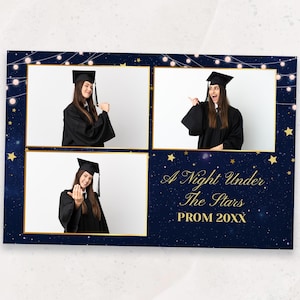 Photobooth Template | A Night Under The Stars 4x6 | Prom Night Photo Booth Template | Photo Booth Overlay | Navy Blue Night Sky
