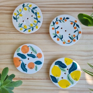 Ceramic soap dish, lemon, orange, handcrafted, solar