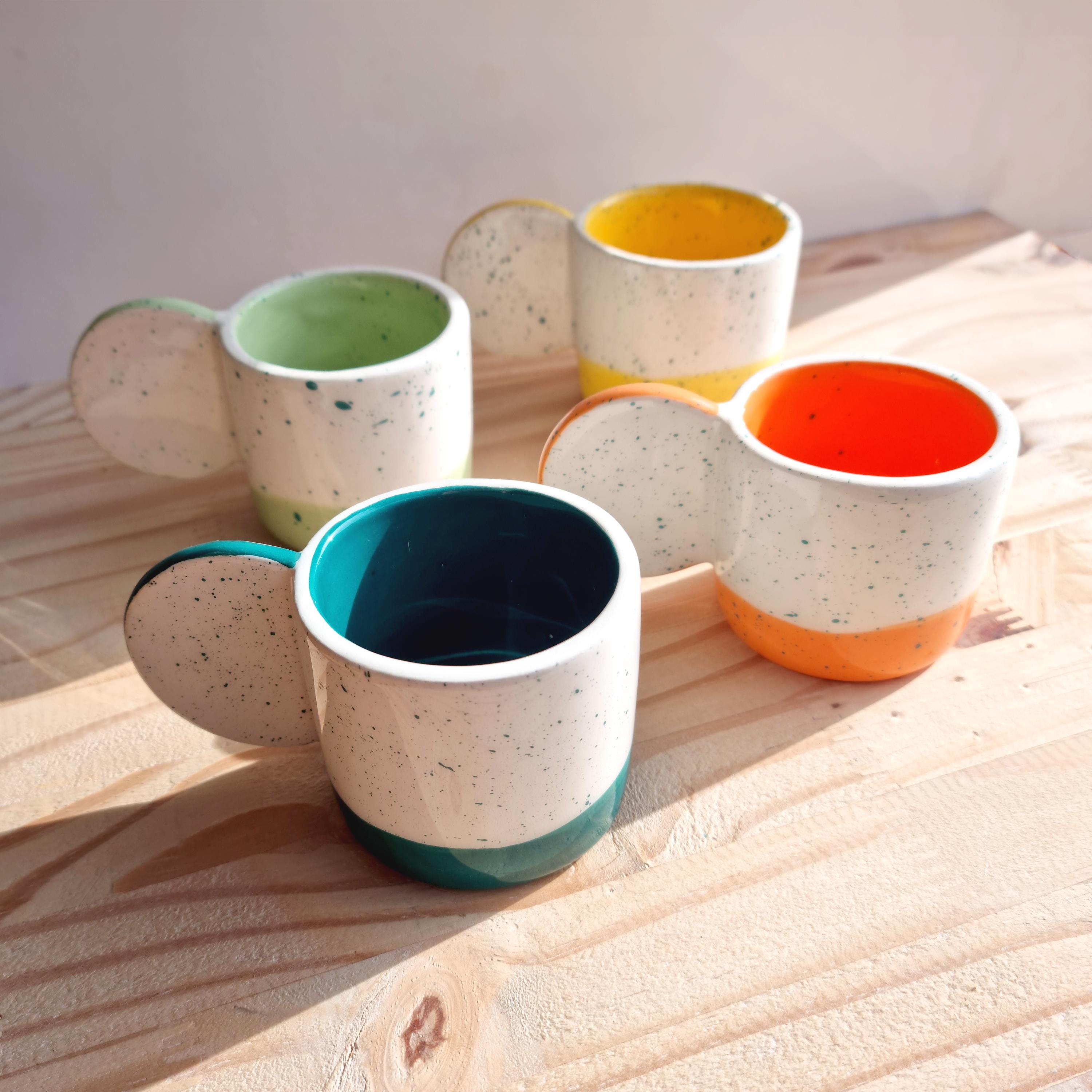 Paire De Tasses à Café La Cafetière - Abstrait Moutarde/Bleu - Céramique