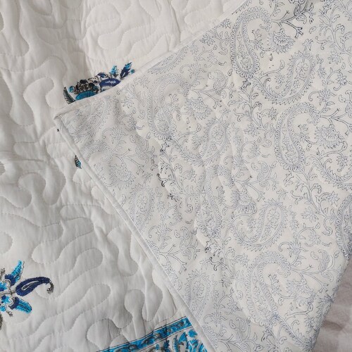 Indian Leaf Print Hand Block Print Quilt Modern Soft Cotton Quilt Machin Cotton Quilt Kantha Quilt Queen Antique Cotton Quilt shops Boho Quilting