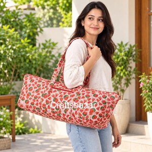 Borsa per tappetino da yoga con stampa anguria, borsa da viaggio fatta a mano, grande borsone da weekend, borsa per la notte, borsa da palestra, borsa estiva, regalo per lei