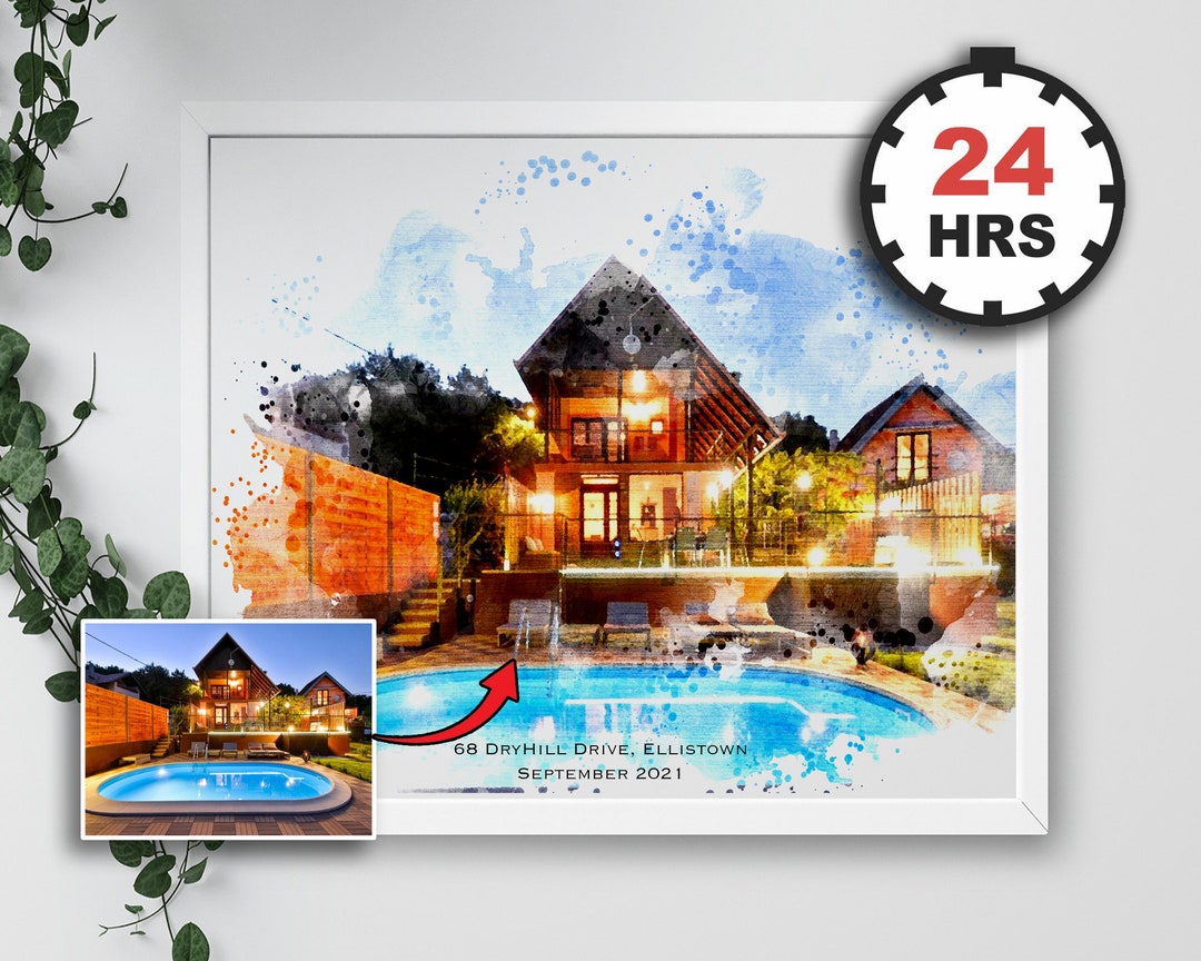 Watercolor House Portrait | Custom Painting From Photo | New Home Gift ...