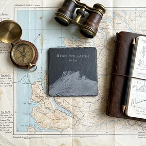 Stac Pollaidh Slate Coaster - Scottish Munro Mountain Gift, Laser Engraved Highlands View, Hillwalker Souvenir