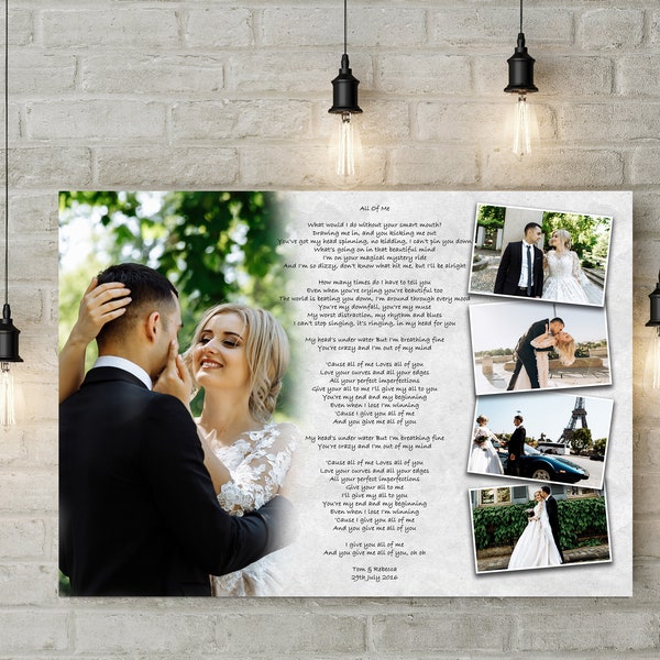 Personalisierter First Dance Hochzeitslied Lyrics und Fotos - feiern Sie mit ihren Bildern und Hochzeitsliedern/Gelübden einen besonderen Tag für Paare
