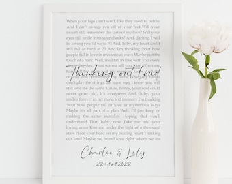 Custom lyrics poster | Personalised wedding | Print/framed/canvas | Lyrics print | Wedding gift | First dance | Gift for wife | Mothers Day