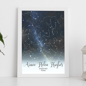 Star Map Print Custom, Star Chart Poster, Astronomy Gifts Galaxy Art Print, Constellation Map Where We Met Night Sky Print
