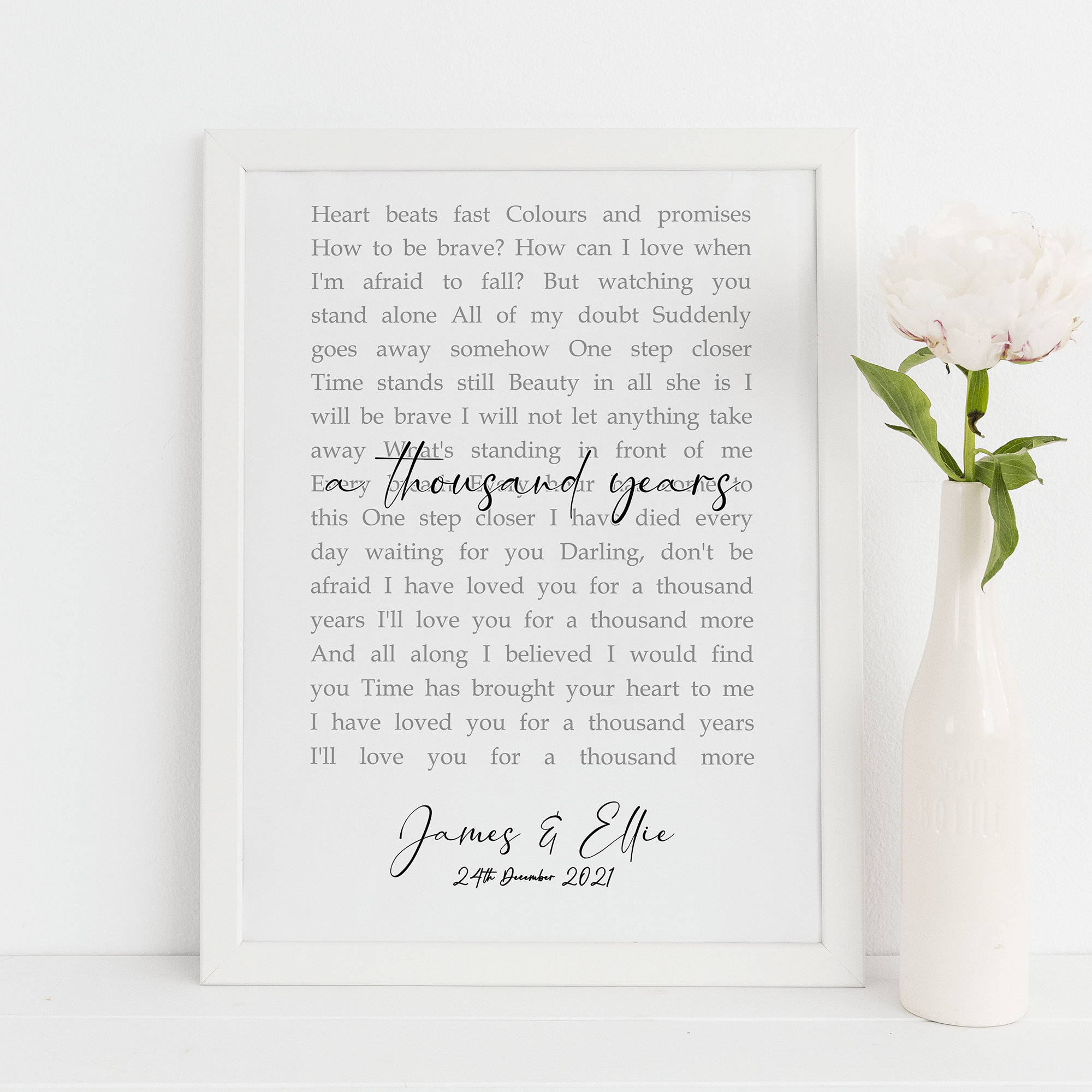 Lyric Frame Song Lyrics Wall Art, Wedding Song Lyrics Framed, First Dance Lyrics ...