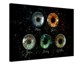 Custom Family Eye Portrait using pictures of your own eyes! A uniquely beautiful print of your own eyes - with or without splashes of colour