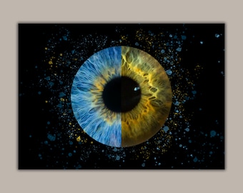 Custom Split Eye Portrait | Personalised Iris Art Print from Your Eyes | Unique Couple's Anniversary Wedding Gift | Romantic Wall Decor