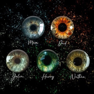 Custom Family Eye Portrait using pictures of your own eyes! A uniquely beautiful print of your own eyes - with or without splashes of colour
