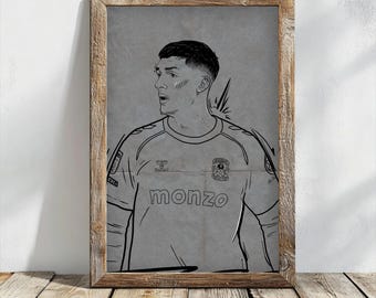 Bobby Thomas Sports Illustration, Football Art, Wall Decor