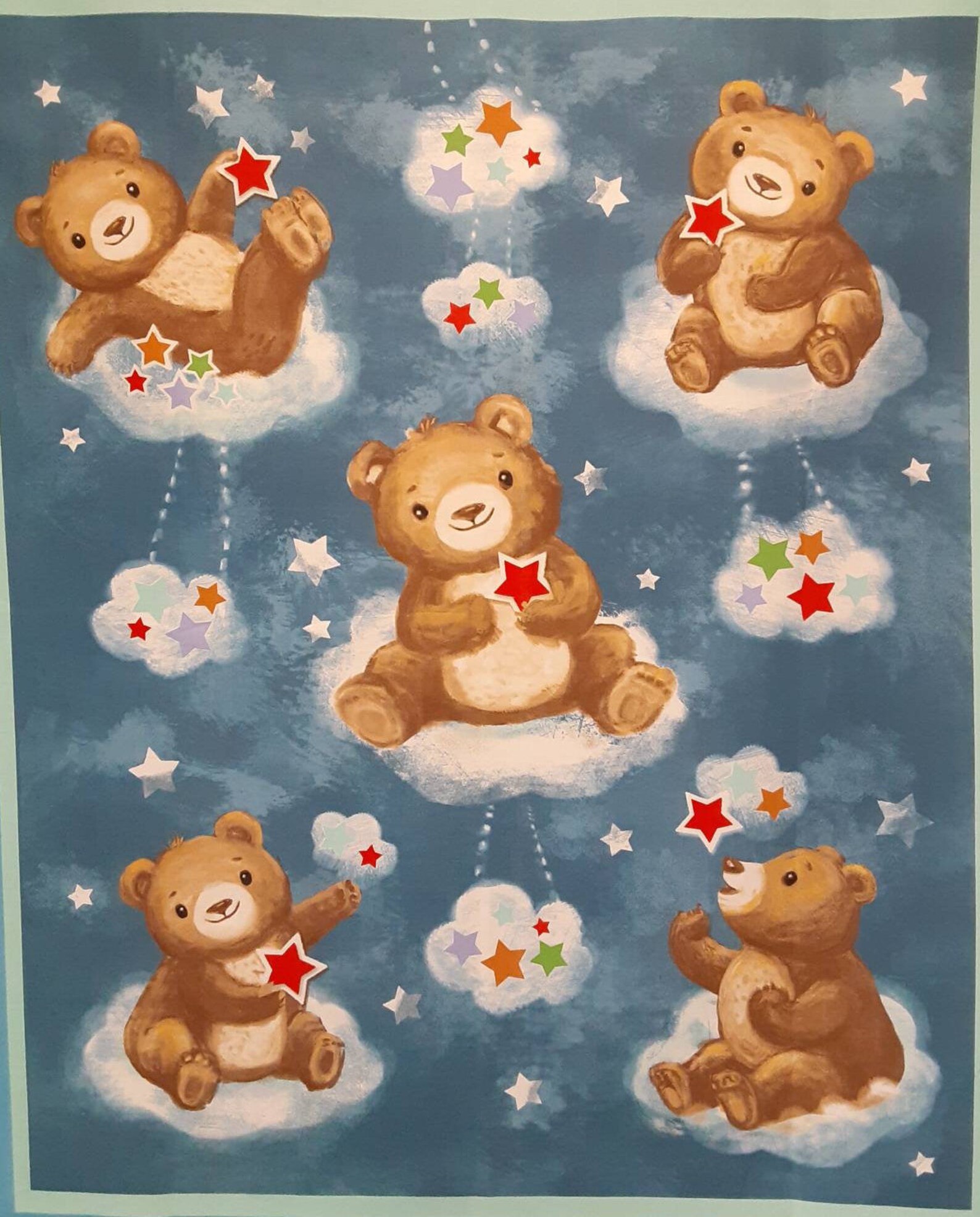 Teddy bear baby panel/ 100 cotton fabric panel/ baby quilt Etsy