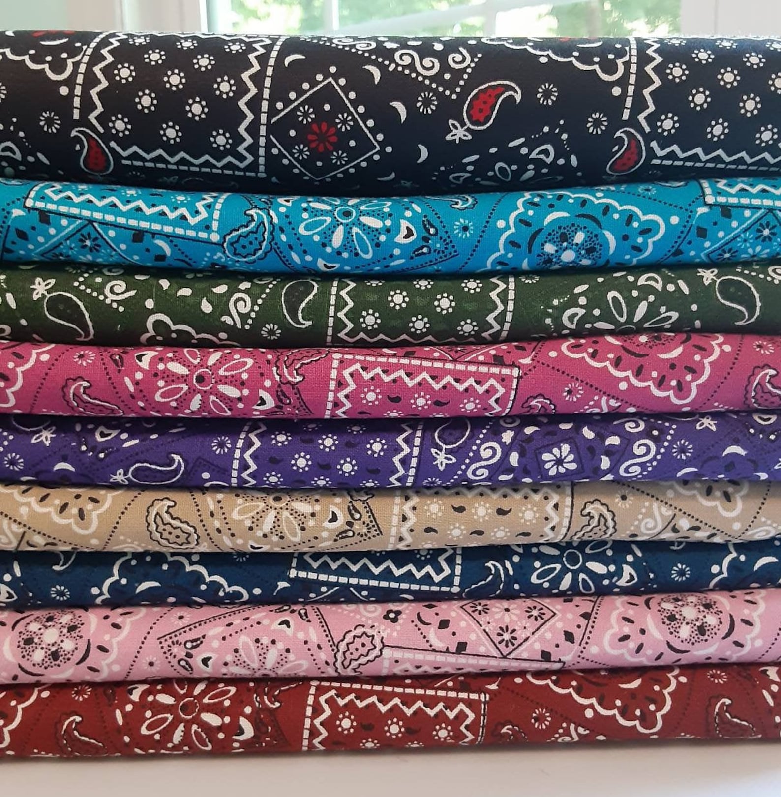 Bandana print cotton fabric by the yard Etsy