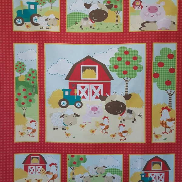 Farm animal panel/ baby quilting panel/ 100% cotton panel