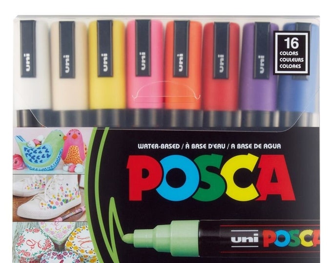 Posca PC5M Medium Basic Paint Pen Set of 16 Pens for Art, Craft