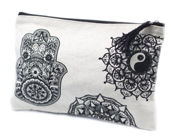 pochette maquillage trousse de toilette mandala en coton