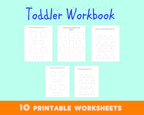 toddler workbook 10 printable worksheetspreschool learning etsy