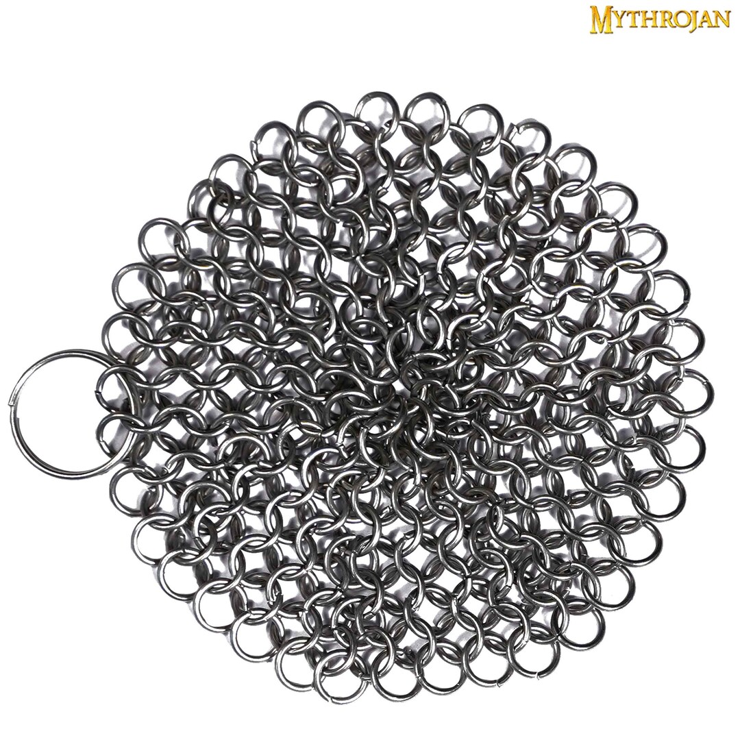 Chainmail Round Stainless Steel Scrubber for Cleaning Cast Iron Skillet