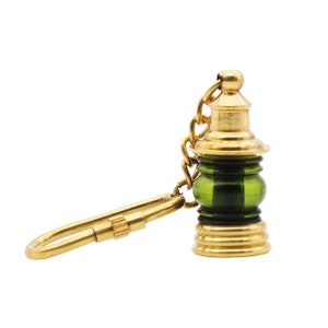 Brass Lantern Keychain, Nautical Miniature Green Ship Lantern Key Chain ...