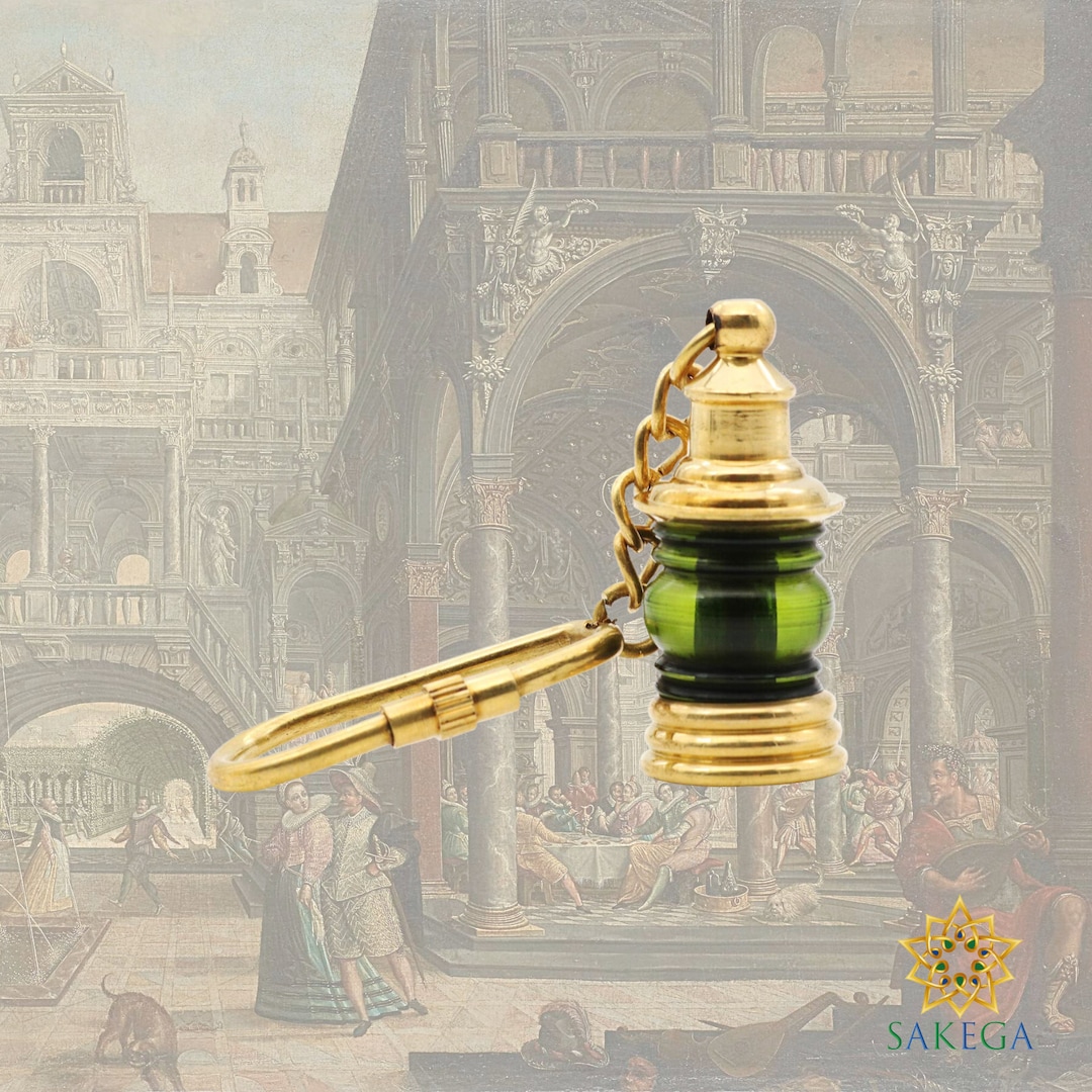 Brass Lantern Keychain, Nautical Miniature Green Ship Lantern Key Chain ...