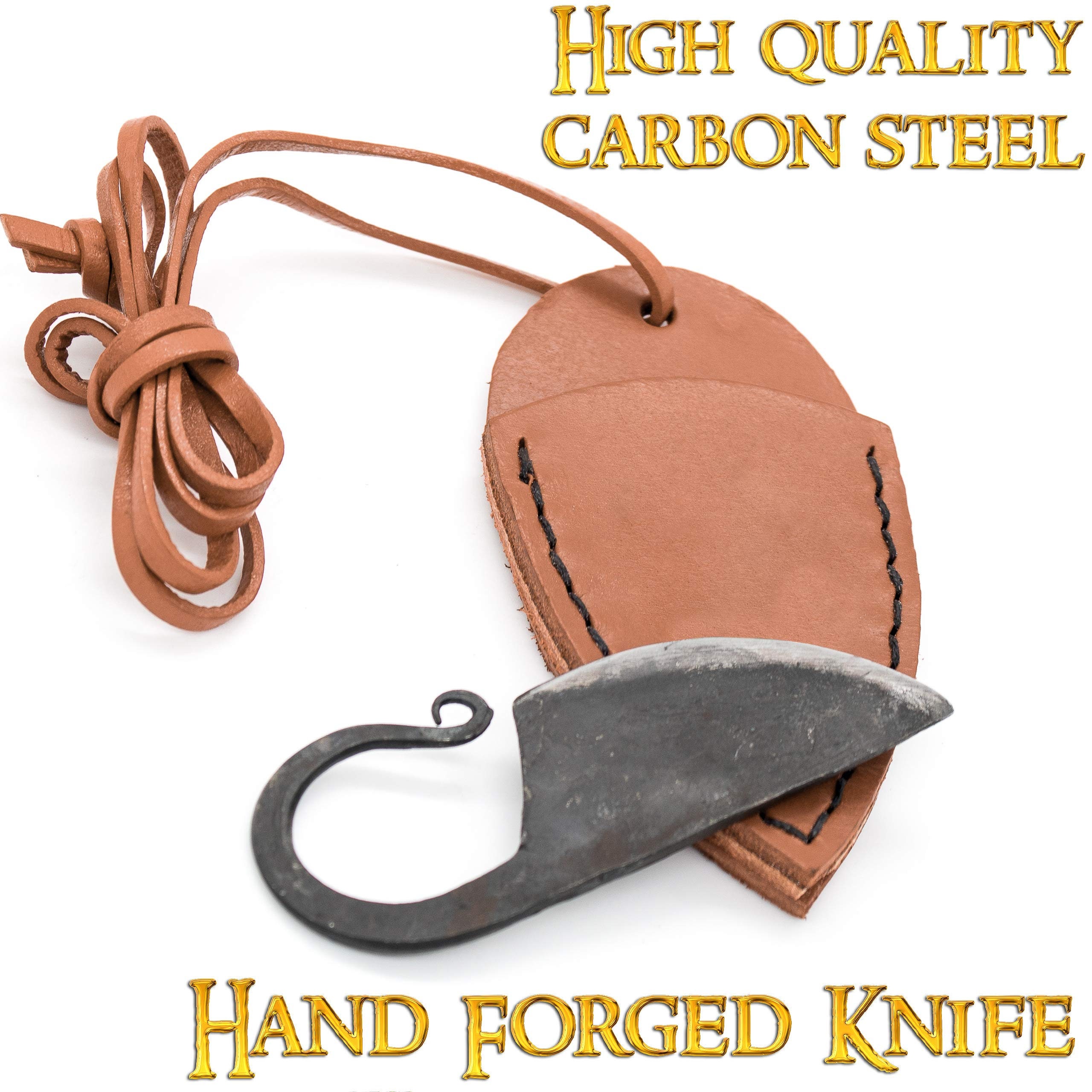 Celtic Ring Knife Hand Necklace Knife With Tan Leather Etsy