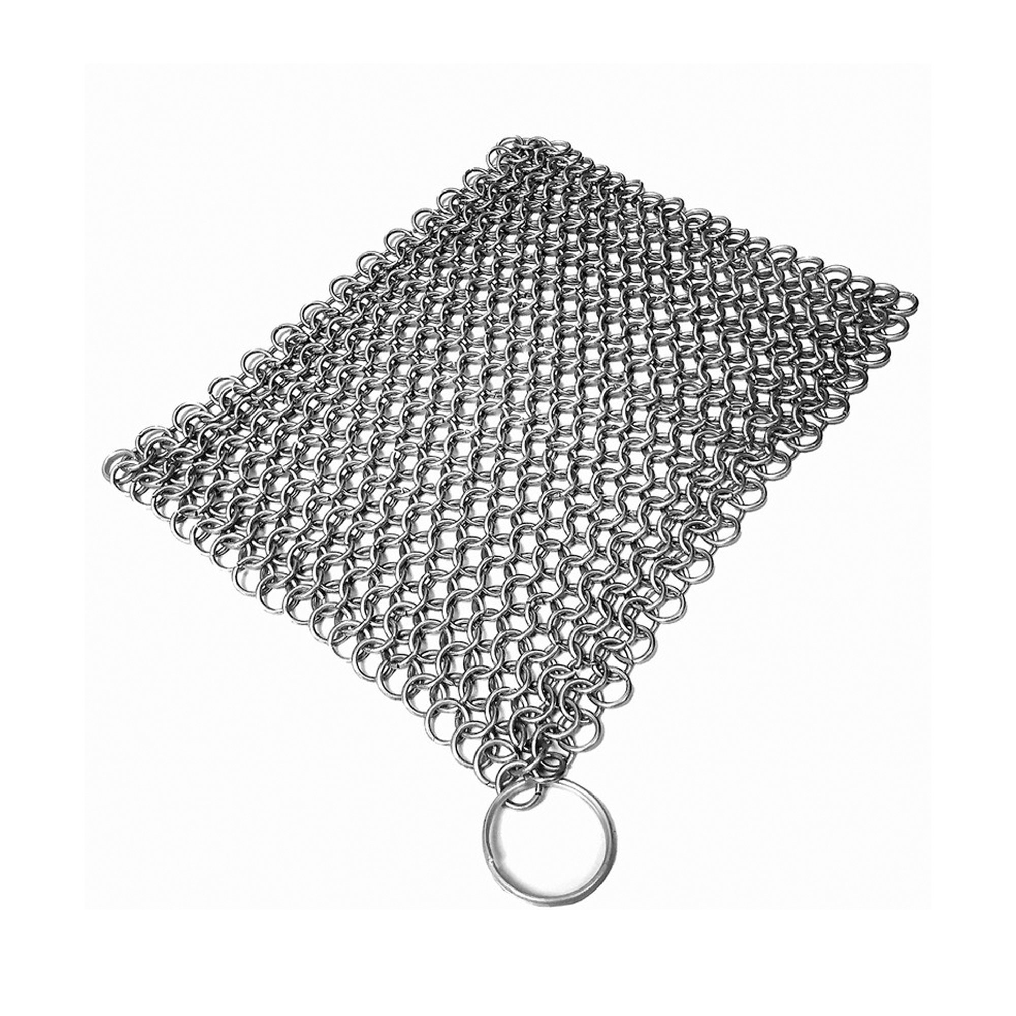Cast Iron Scrubber with Long Handle | 316 Cast Iron Cleaner Chainmail  Scrubber for Cast Iron Pan Skillet Cleaner - Dish Scouring Pad Dishwasher  Safe