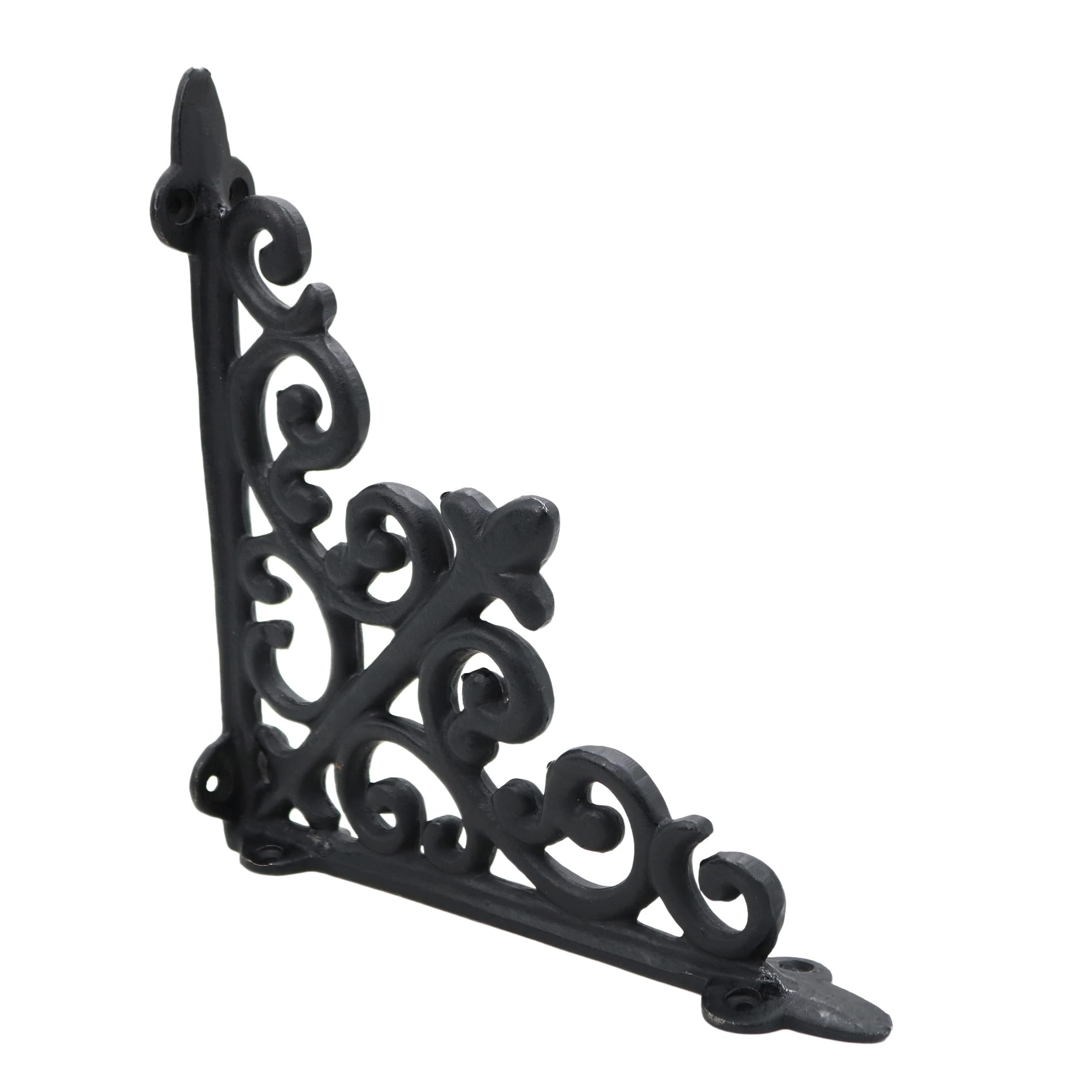 Shelf Brackets Pair Set of 2 Pcs in Black SOLID CAST IRON Victorian