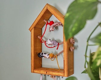 Customizable Cat Wall Key Holder\ Picture with Hooks\ Pet House