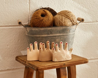 Minimalist Jesmonite Hand Ring Holder | Inclusive Skin Colors + Custom Polish | Handmade Eco-Resin