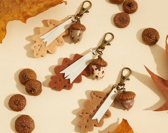 Acorn Keyring Customizable with Name\ Ecological keyring\ Natural keyring