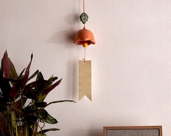 Japanese Furin Wind Chimes in Eco Resin - Flower Shaped with Leaf - Eco-Friendly Handcrafted Zen Decoration
