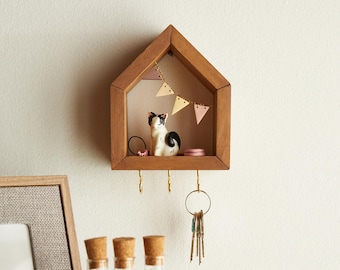 Llavero personalizado de gato | Llavero de pared con retrato de gato personalizado | Regalo para amantes de los gatos y señoras felinas