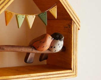 Custom Bird Key Holder for Wall | Wooden Birdhouse Key Hanger | Personalized Robin or Parrot Lover Gift, Cottagecore Home Decor