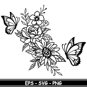 Floral butterfly, Flower butterfly, Butterfly svg, Flower svg, Butterfly shirt svg, butterfly for laser, silhouette, png design