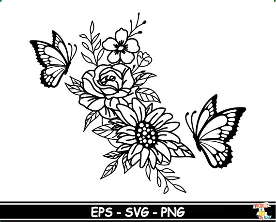 Floral Butterfly Flower Butterfly Butterfly Svg Flower Svg | Etsy