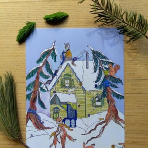 Carte postale Fox Village 5x7 po.
