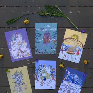 Forest Dwellers ensemble de 6 cartes postales 5x7 po.