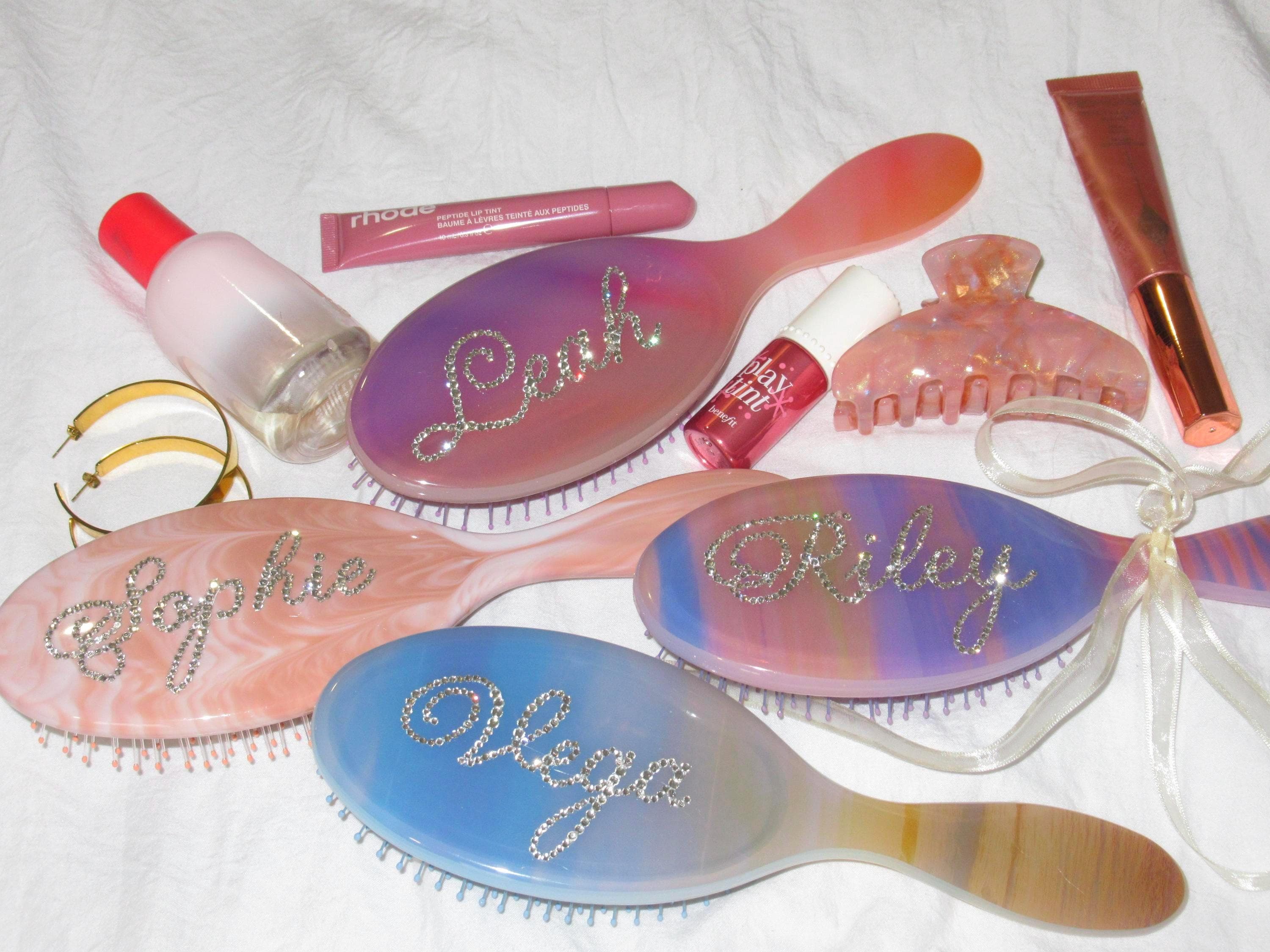 Custom Rhinestone Name Hairbrush Customized Gift Wet Brush Personalized Wet/ Curly/ Dry/ Damaged/ Thick Hair Women and Men Hair Styling Tool