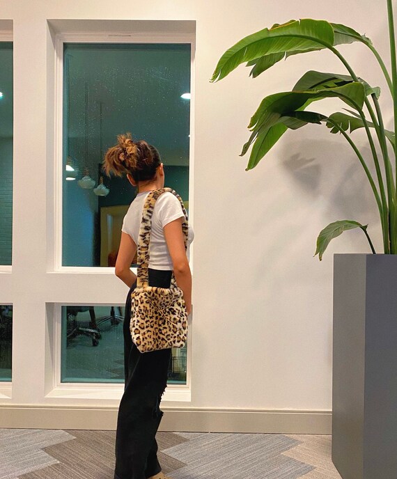 fluffy cheetah tote bag