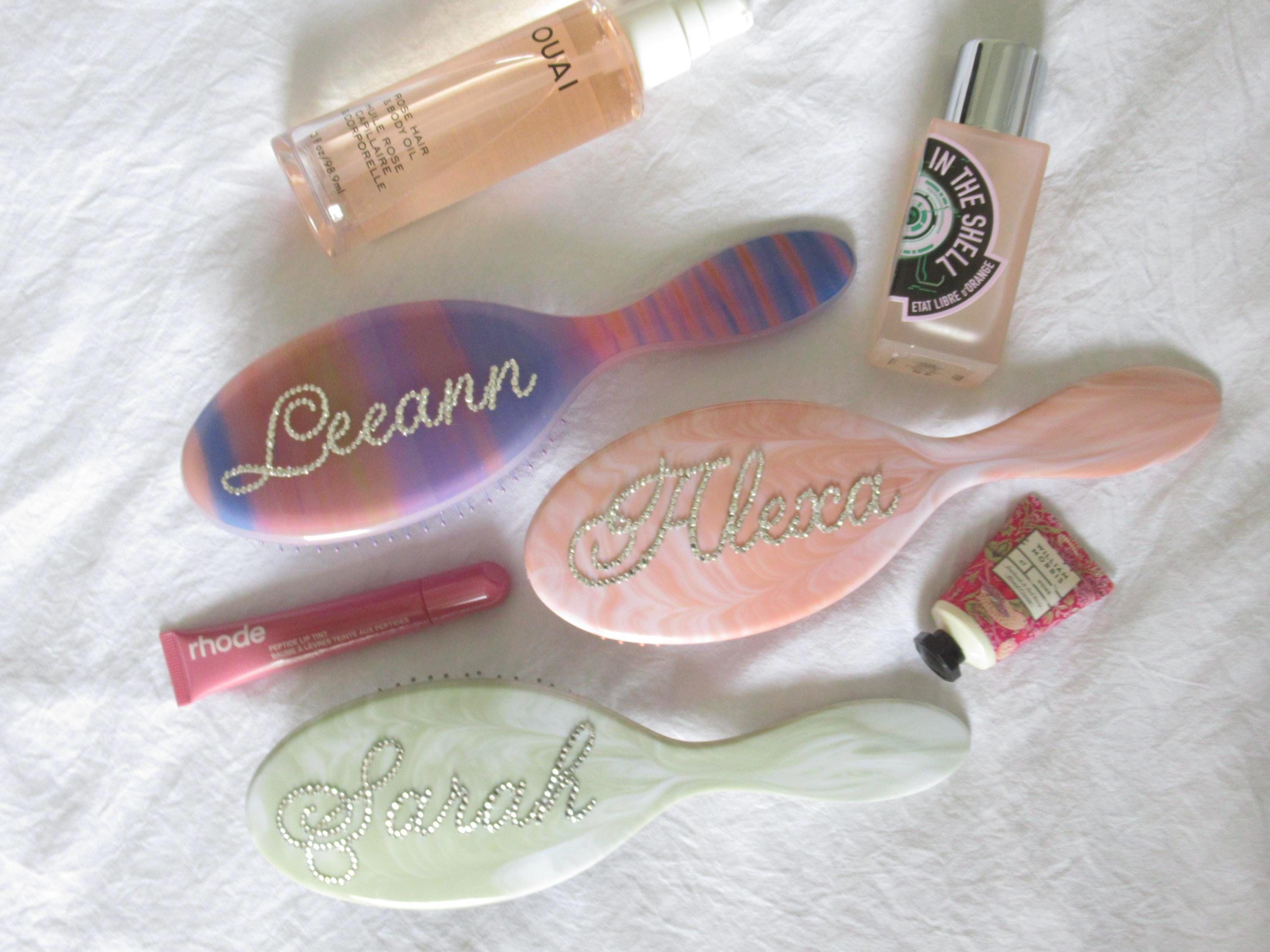 Custom Rhinestone Name Hairbrush Customized Gift Wet Brush Personalized Wet/ Curly/ Dry/ Damaged/ Thick Hair Women and Men Hair Styling Tool