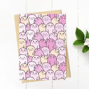 Süße Schweine Karte-Kawaii-Karte für Sie-Karte für Sie-Karte für Ihn-Für Freundin-Einhorn-Karte für Mädchen-Für Freund Karte