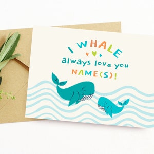 Je baleine toujours t’aime carte-personnalisé Jeu de mots Fête des pères Carte-mignonne pour papa-Carte pour grand-père personnalisé grand-père Carte grand-père
