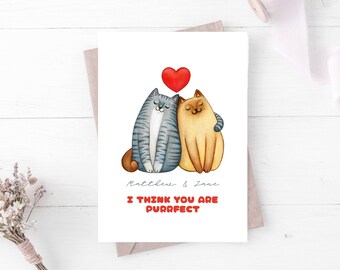 Valentines Day Card For Husband, Boyfriend, Wife, Girlfriend, Fiance, Wifey, Partner, Wife-To-Be, Husband-To-Be / Cute Valentine With Cats