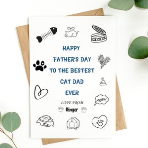 Cartão de Feliz Dia dos Pais do Gato - Feliz Aniversário do Gato - Cartão de Aniversário do Pai do Gato - O melhor pai gato de todos os tempos