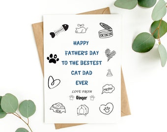 Happy Father's Day From The Cat card - Happy Birthday from Cat - Dad Birthday Card From Cat - Best Cat dad ever